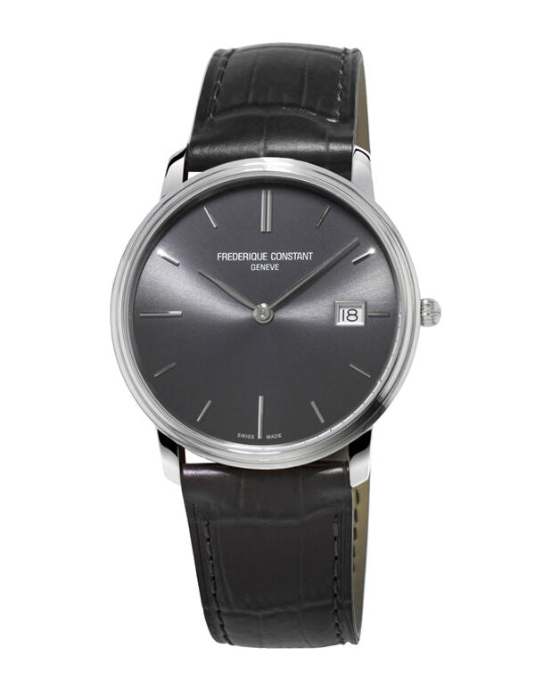 Slimline Black Dial and Leather Strap 37MM Watch