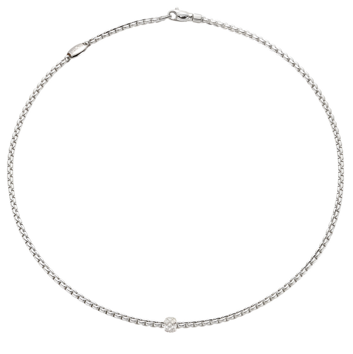 Eka Necklace in 18K White Gold with Diamond Charm