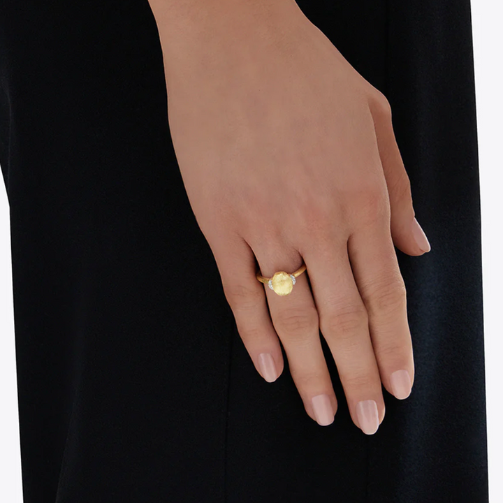 Dancing Gold Boule and Diamonds Accents Ring