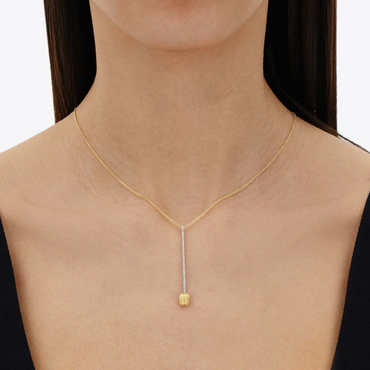 Elite Gold and Diamond Bar Elegant Pendant