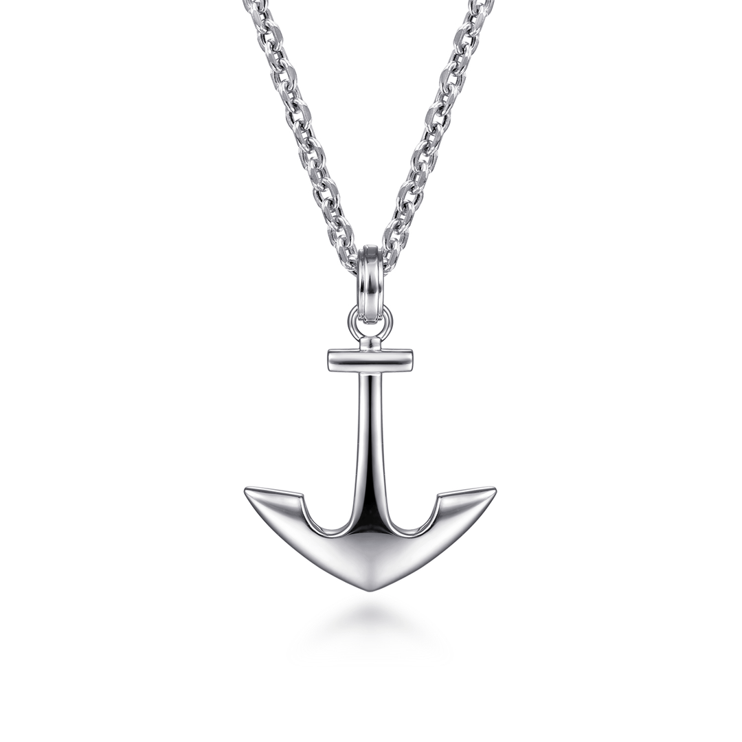 Silver Anchor Pendant Necklace