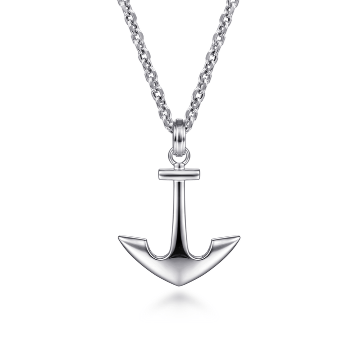 Silver Anchor Pendant Necklace