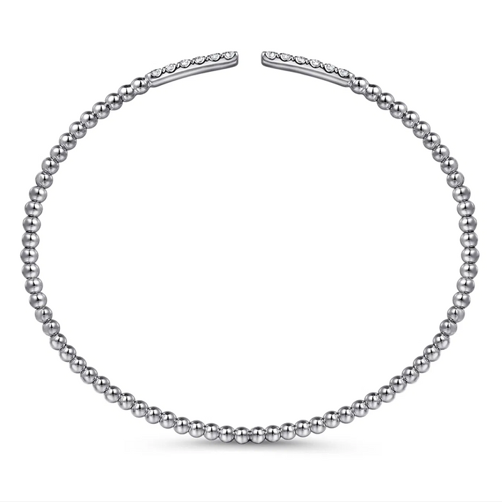White Gold Diamond Bar Bangle Bracelet