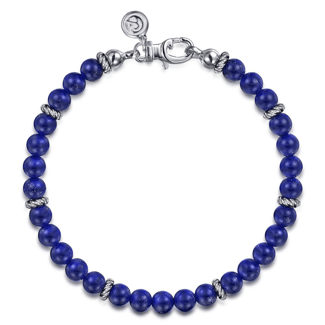 Silver Lapis Beaded Bracelet