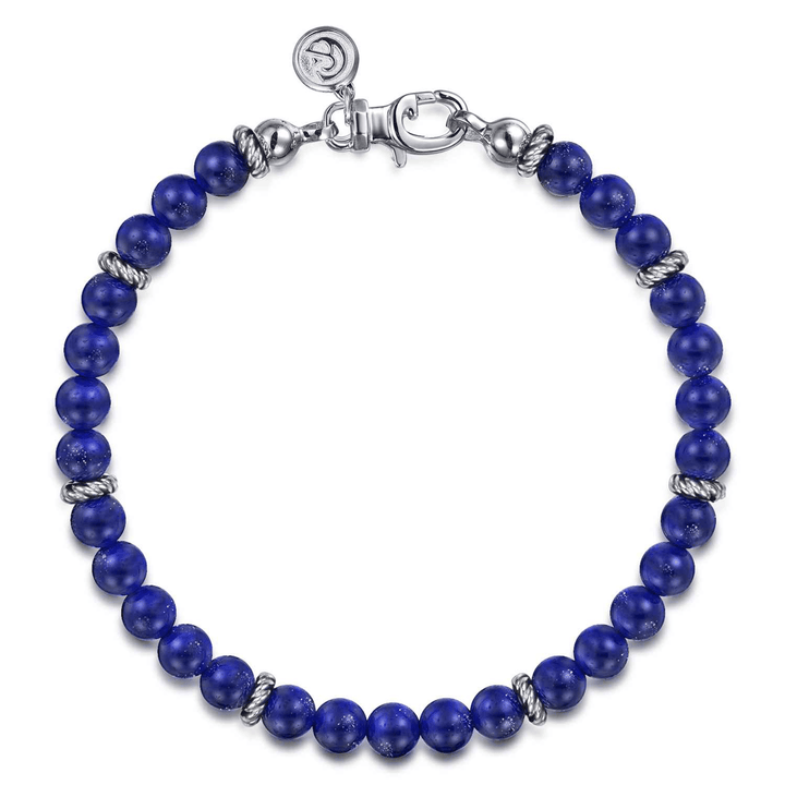 Silver Lapis Beaded Bracelet