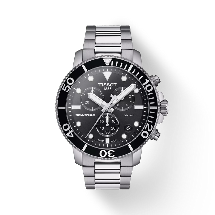 Seastar 1000 Chronograph 45.5MM with Black Bezel and Dial Watch