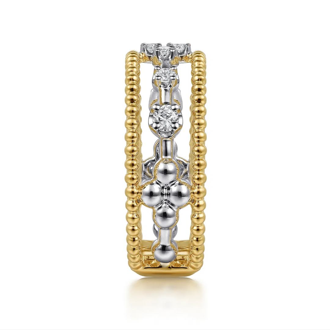 Stackable Bujukan Yellow and White Gold Diamond Ring