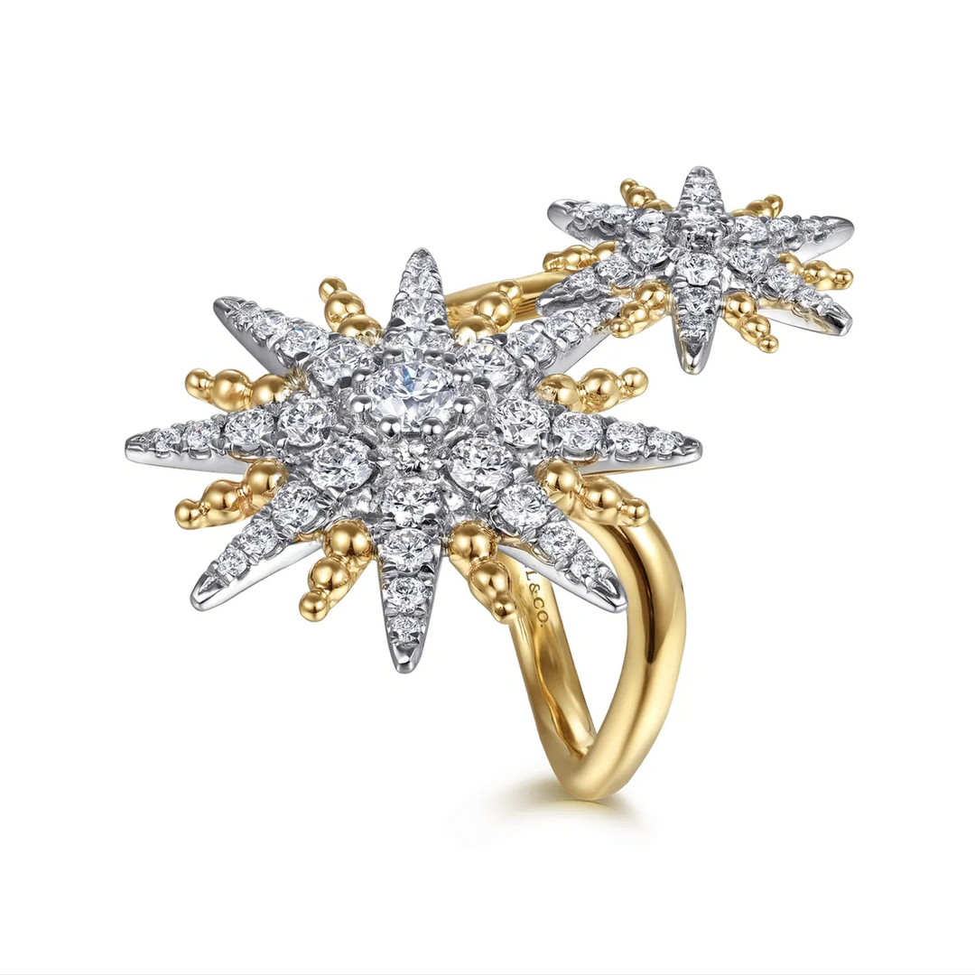 Gold Diamond Starburst Bypass Bujukan Ring
