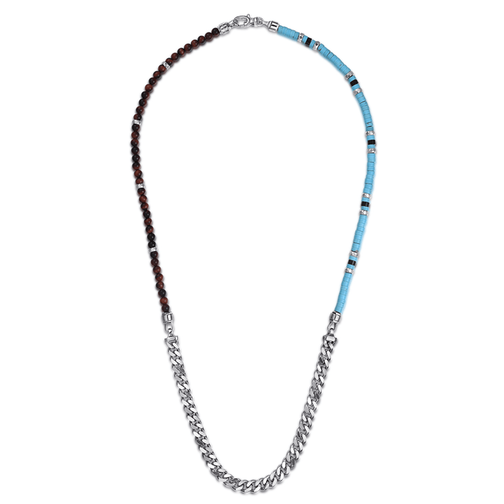 Beaded Wrap Silver Turquoise Onyx and Tiger Eye
