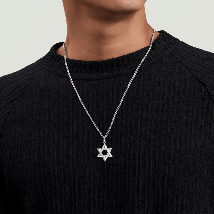 Silver Star of David Pendant Necklace