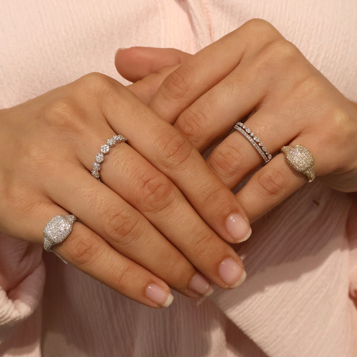 Diamond Pave Signet Pinky Ring in White Gold