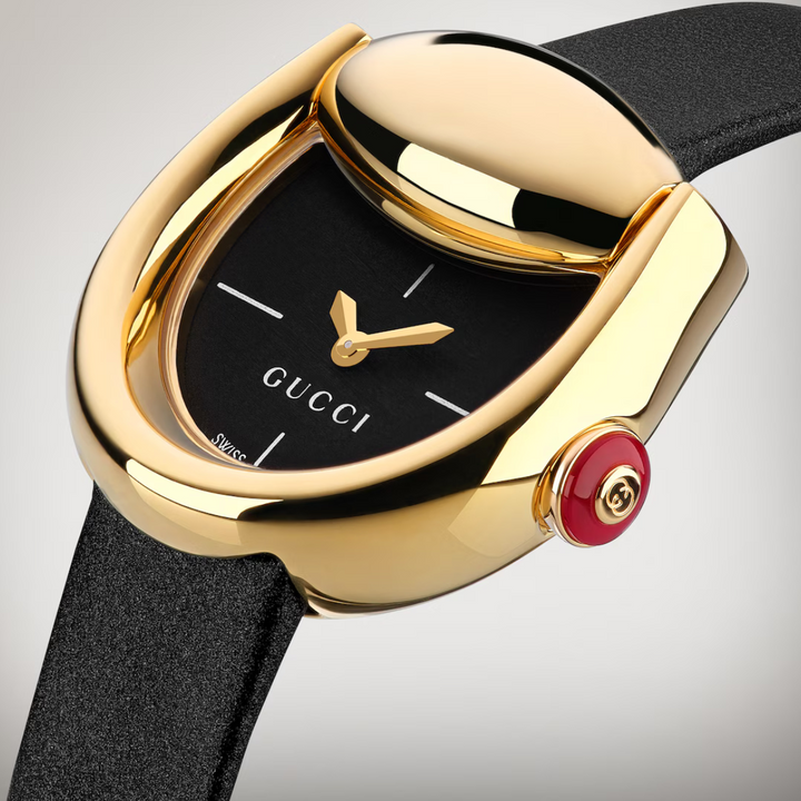 Horsebit Black Leather Strap Watch