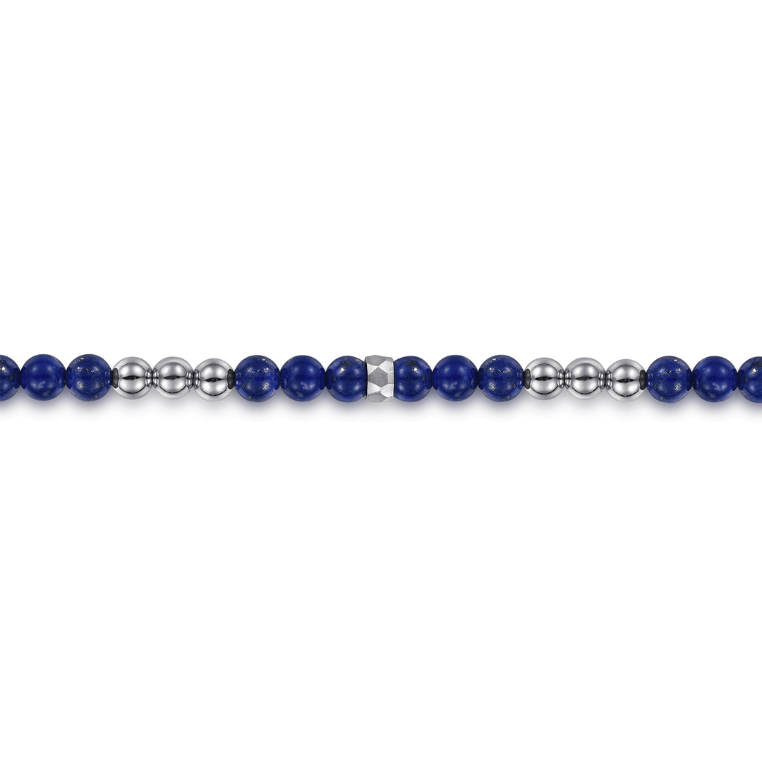 Silver andLapis Beaded Ball Bracelet