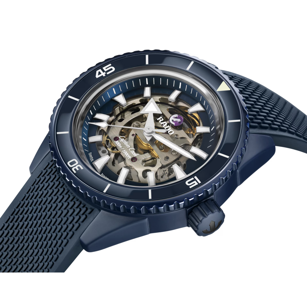 Captain Cook High Tech Ceramic Skeleton Blue 43MM Watch