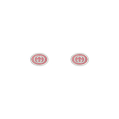 YBD75348500100U|GUCCI |INTERLOCKING G |Silver Pink EnamelEarrings