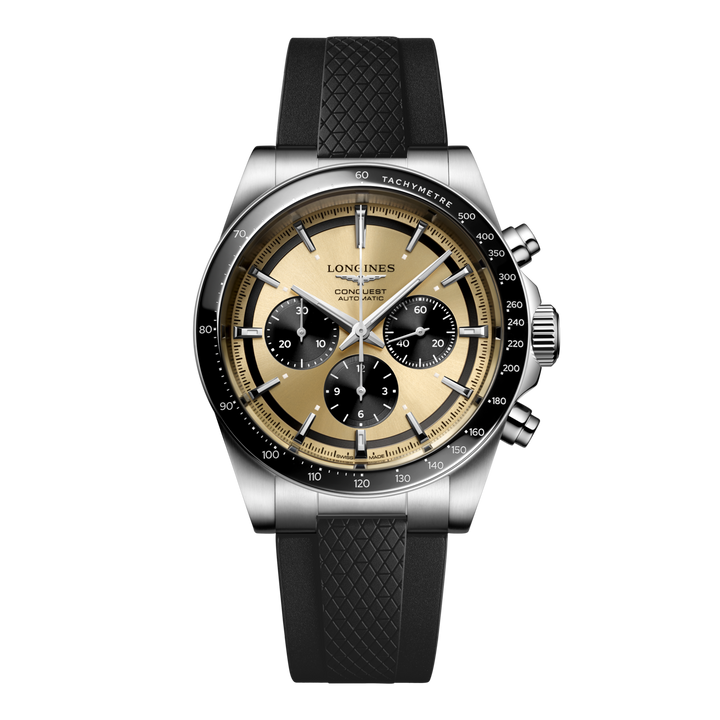 L38354329 | Longines | CONQUEST CHRONOGRAPH 42MM SS RBST BLK CMC BRN CHR