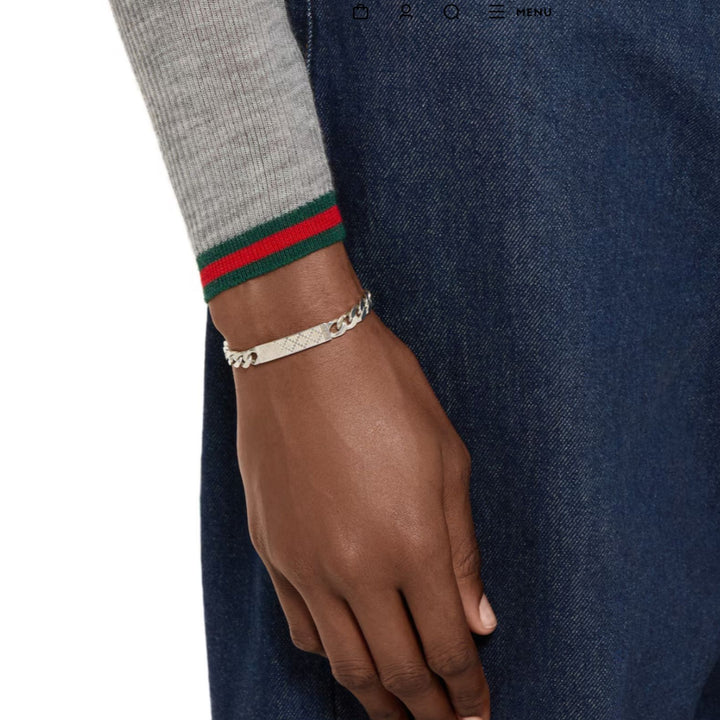 Diamante Pattern Silver Bracelet