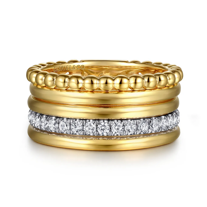 Bujukan Link 14K White Yellow Gold Bujukan Diamond Easy Stackable Ring