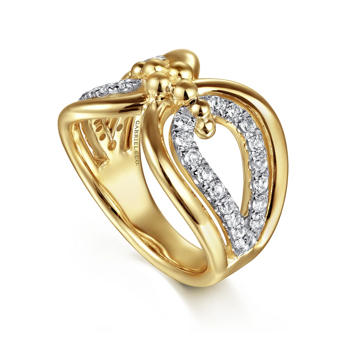 Bujukan Clover 14K Yellow Gold Bujukan Diamond Link Ring