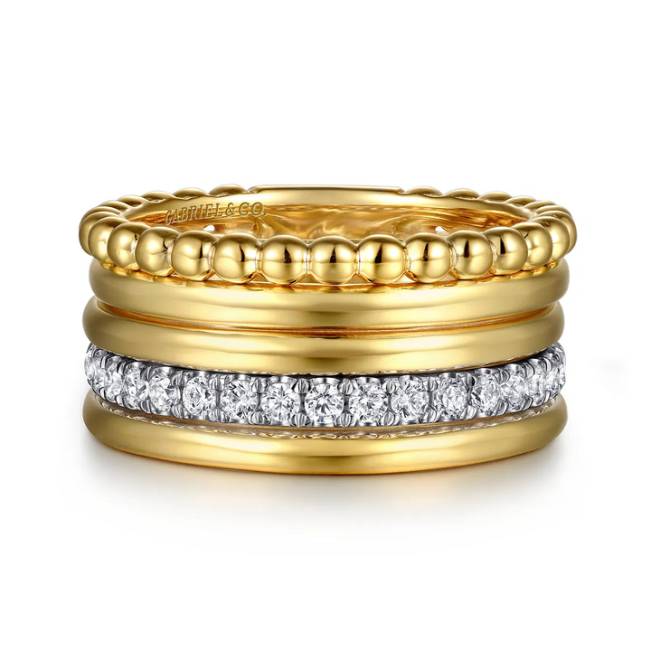 Bujukan Link 14K White Yellow Gold Bujukan Diamond Easy Stackable Ring