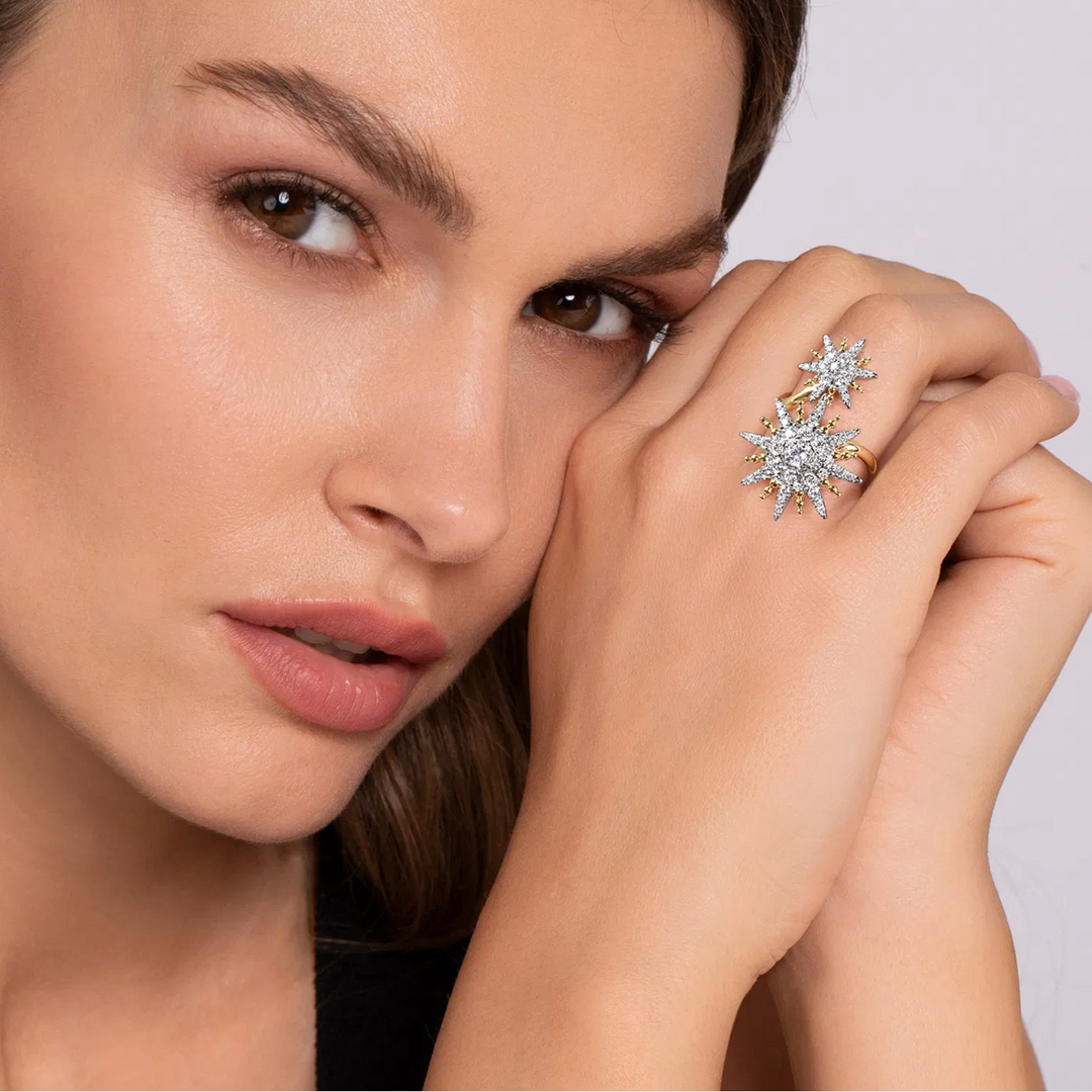 Gold Diamond Starburst Bypass Bujukan Ring