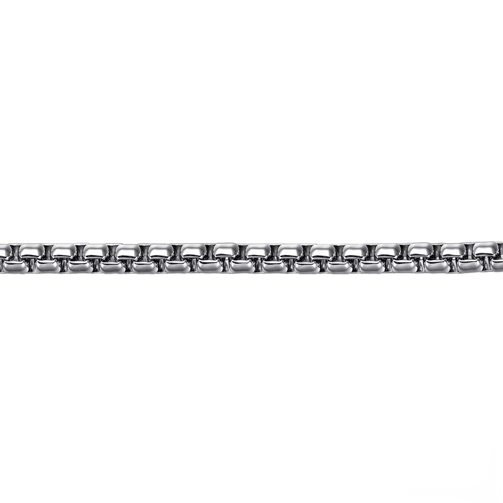 Silver Men's Solid Round Box Chain Bracelet