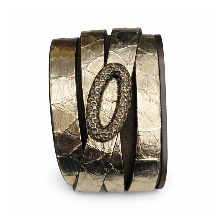 Edgy Gold Leather Bracelet
