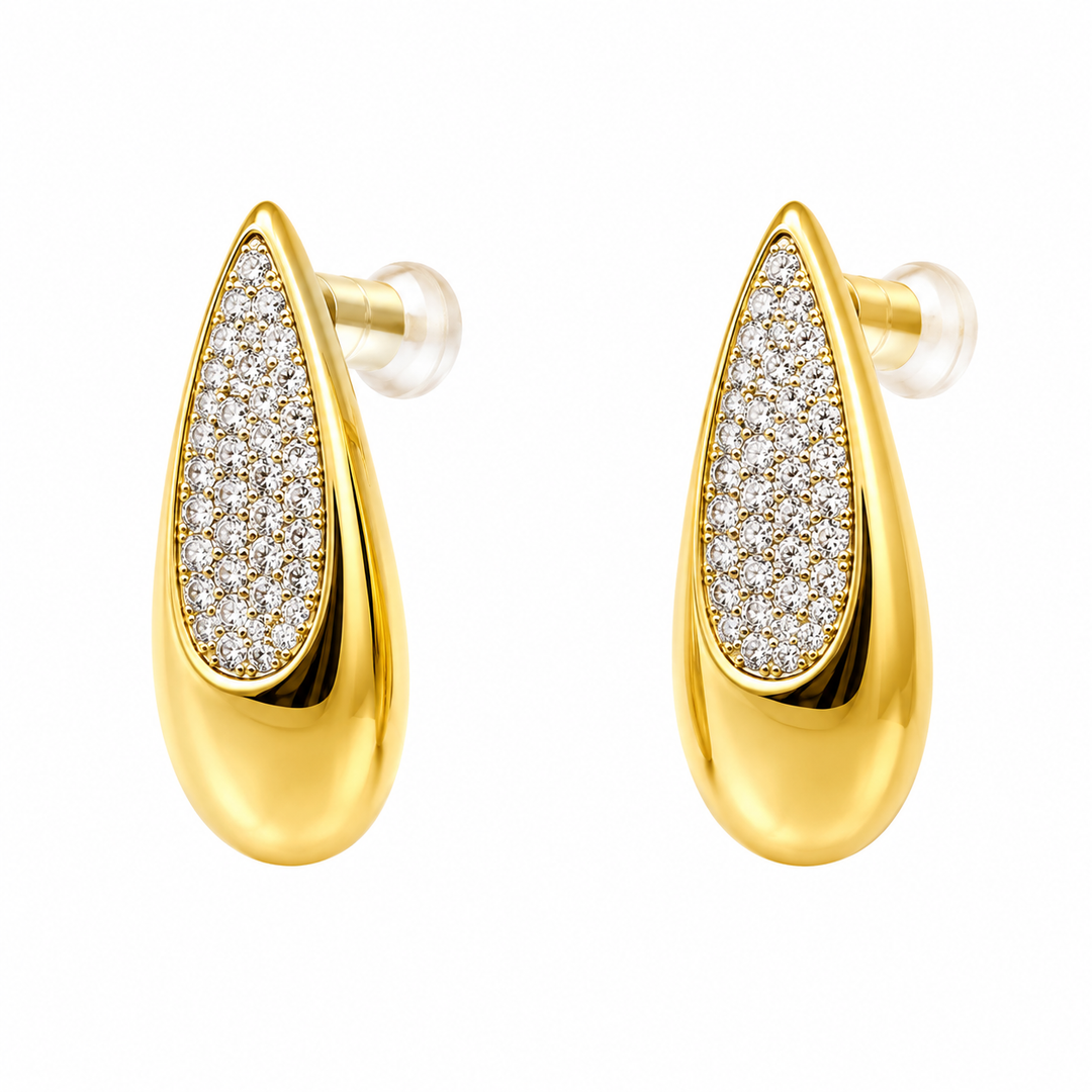 Large Drop Earrings with Pave
