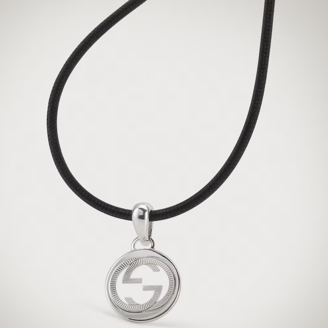 Magnetic Black Cord with GG Silver Pendant