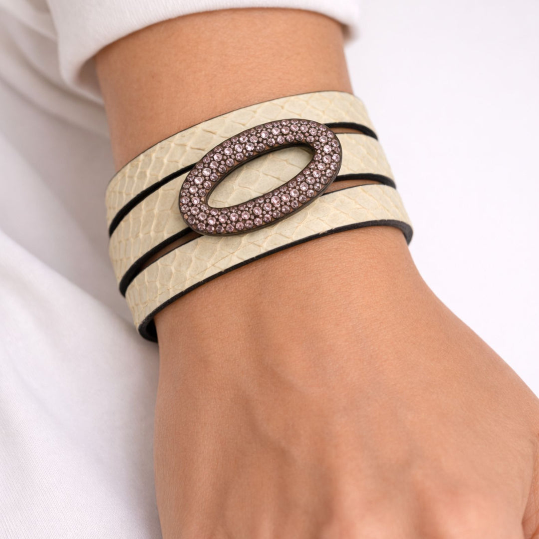 SP5-57|Nanis Silver |EDGY rose gold plated oval with PINK crystals