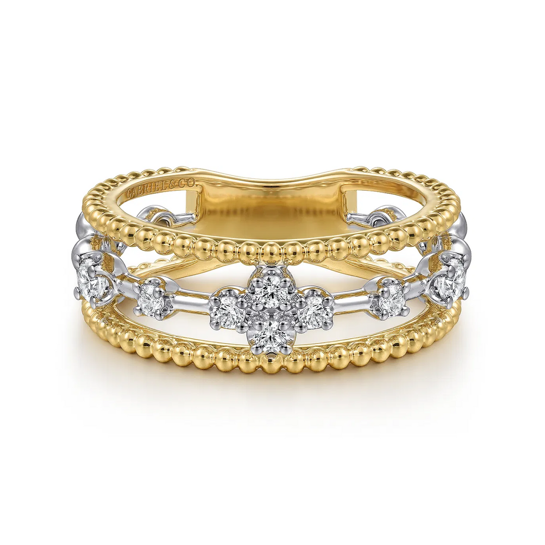 Stackable Bujukan Yellow and White Gold Diamond Ring