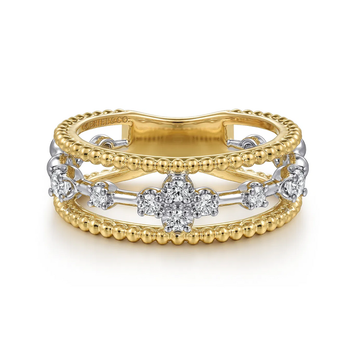 Stackable Bujukan Yellow and White Gold Diamond Ring
