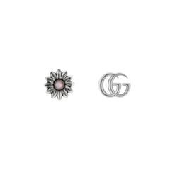 YBD52734400200|GUCCI |GG MARMONT |Earrings Aged Silver and Pink MOP Flower and Shiny SIlver GG