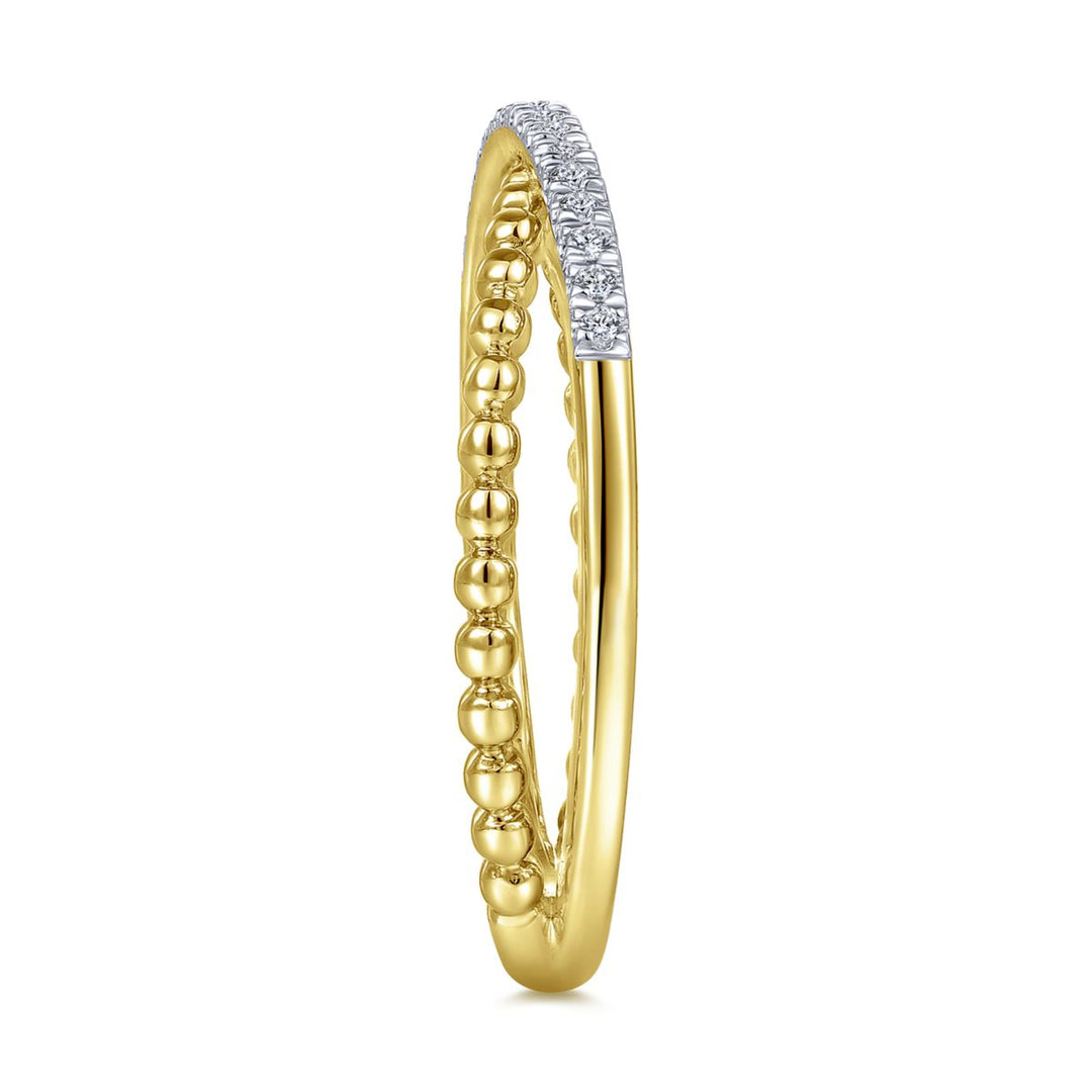 Crossing Diamond Yellow Gold Ring