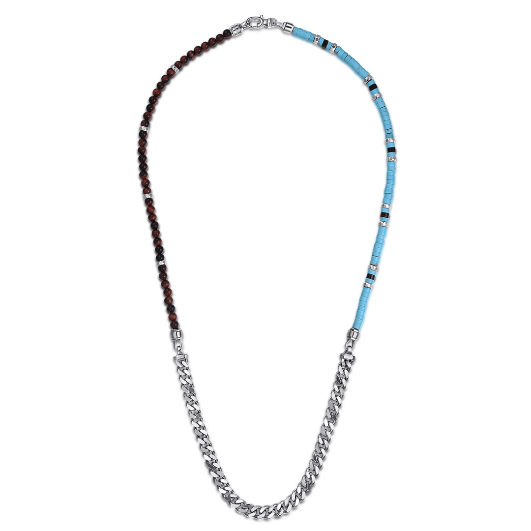 Beaded Wrap Silver Turquoise Onyx and Tiger Eye