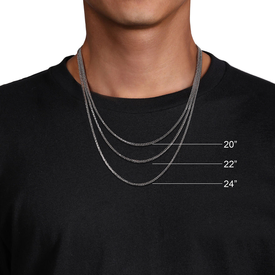 Silver Men's Solid Round Box Chain Necklace