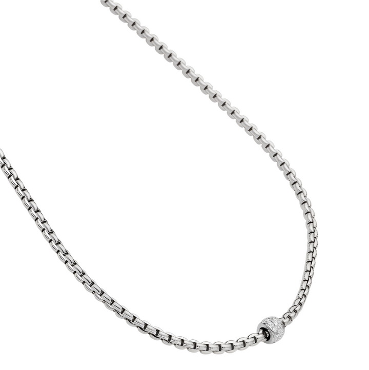 Eka Necklace in 18K White Gold with Diamond Charm