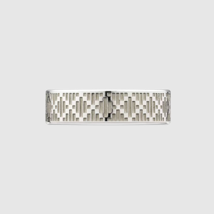 Diamante Pattern Silver 6MM Ring