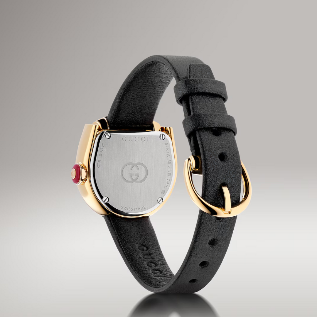 Horsebit Black Leather Strap Watch