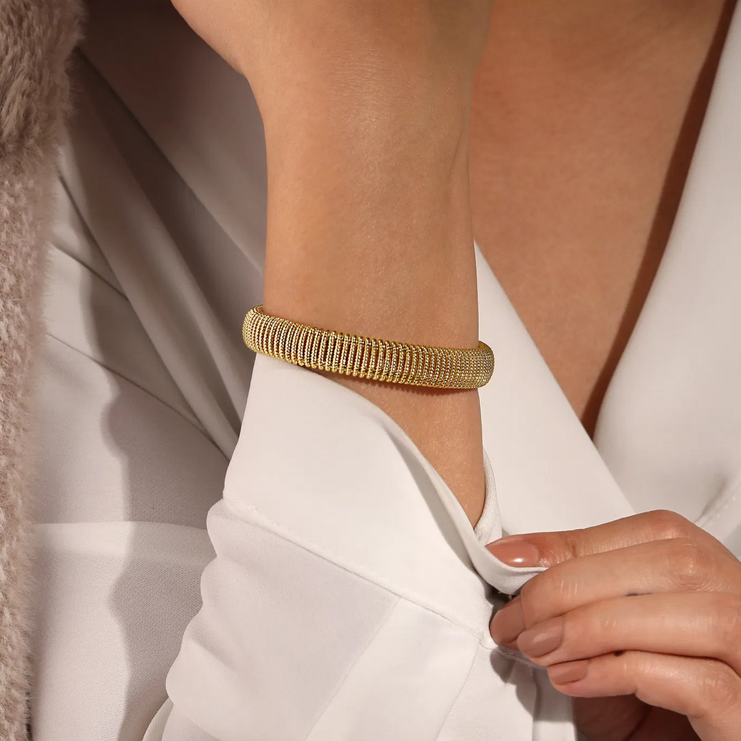 Yellow Gold Twisted Rope Cuff Bracelet