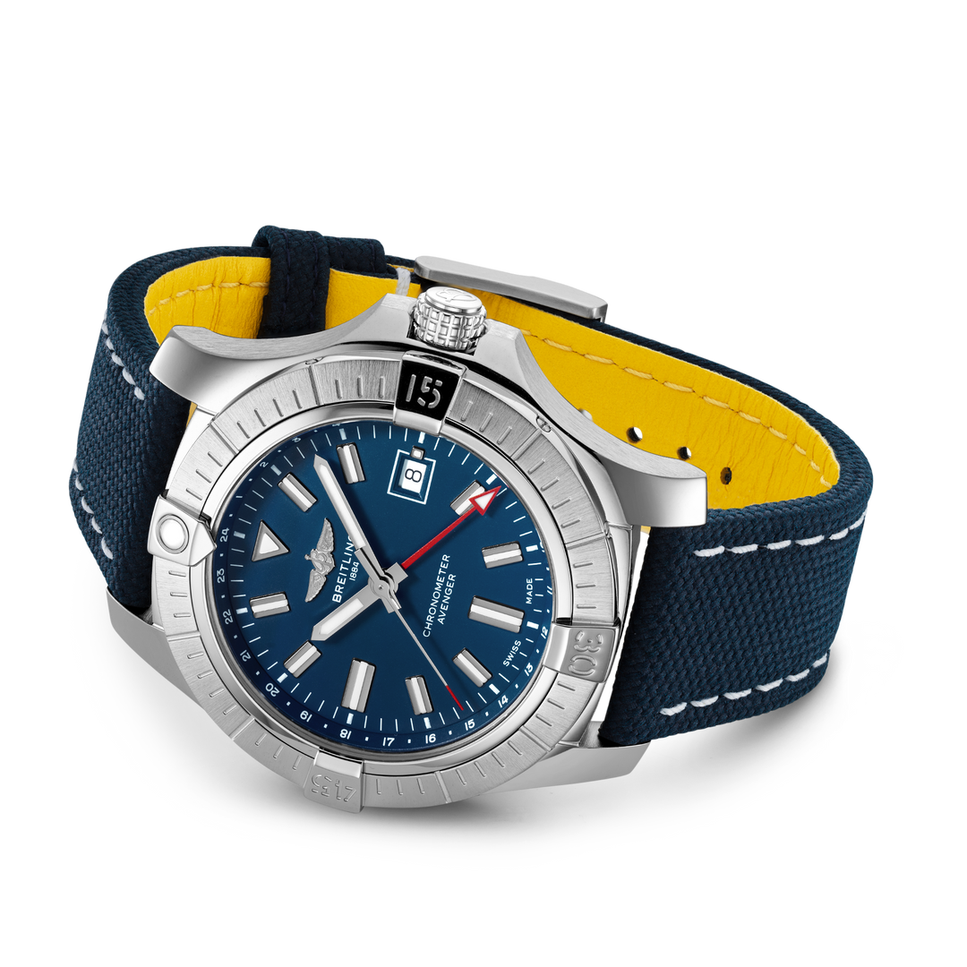 A32395101C1X1|BREITLING |AVENGER AUTOMATIC GMT 45 |Steel Case, Blue Dial, Blue Strap