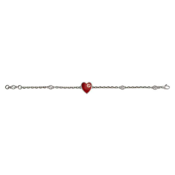 YBA645546001016|GUCCI |HEART |Silver Bracelet Heart Red Enamel