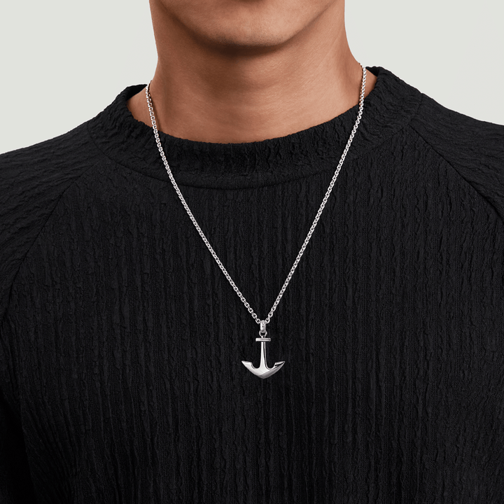 Silver Anchor Pendant Necklace