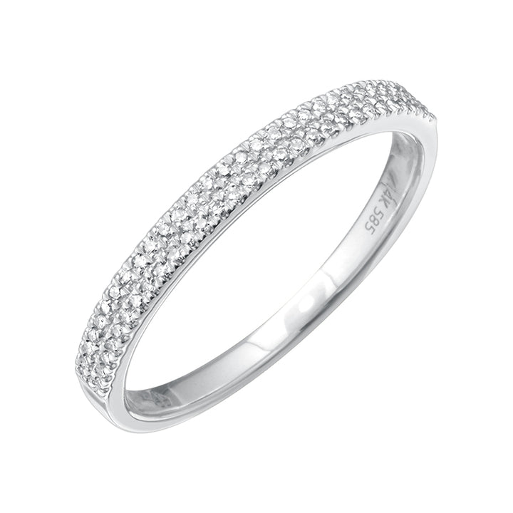 Double Diamond Line Pinky Ring in White Gold