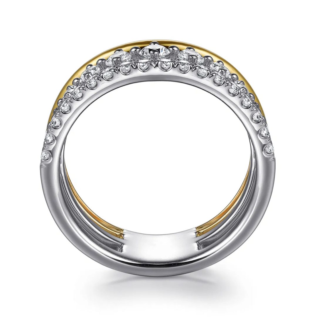 14K White Yellow Gold Graduating Diamond Easy Stackable Ring