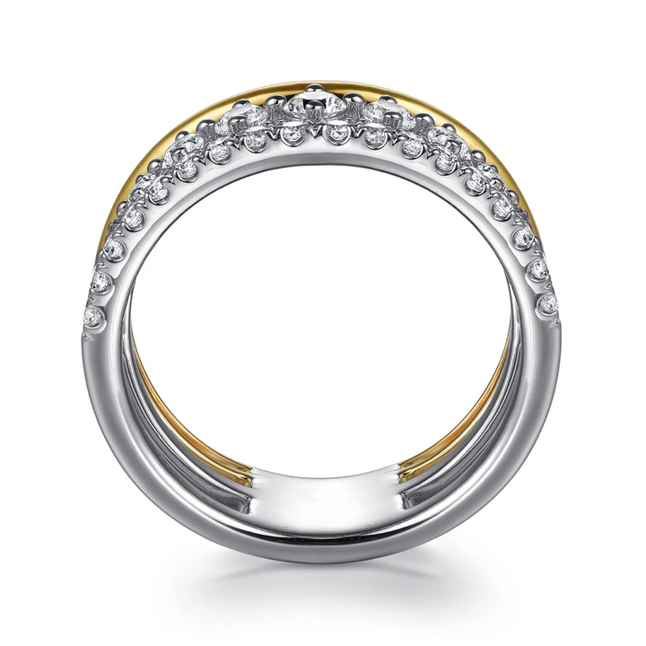 14K White Yellow Gold Graduating Diamond Easy Stackable Ring